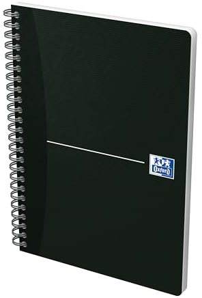 Oxford A5 Office Smartcard-Notizbuch, Spiralbindung, liniert mit Rand, 180 Seiten, Schwarz