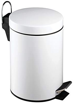 Premier Housewares 506422 Pedal Bin White Kitchen Bin Stainless Steel Bathroom Bin Pedal Push Kitchen Bins Recycling Bins 3 L H26 x W17 x D23cm