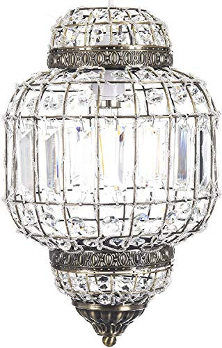 Dove Mill Lighting Classic Moroccan Lantern Style Antique Brass Clear Acrylic Ceiling Light Shade Easy Fit Pendant