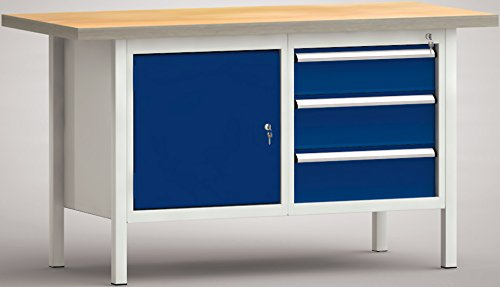 KLW LUTZ Werkbank 1 Türe 3 Schubladen WS177N-1500M40-E1660 - 1,50 m breit