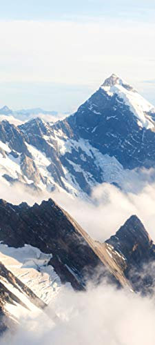 Bilderdepot24 Türtapete Mount Cook - Neuseeland 90 x 200 cm - einteilig Türaufkleber Türfolie Türposter - Berg Landschaft Natur Schnee