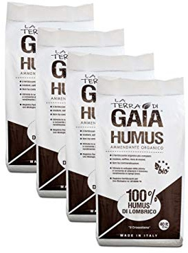 La Terra di Gaia 100% Humus di Lombrico “Il Grossolano” Fertilizzante Biologico – 4 Sacchi da 40 l