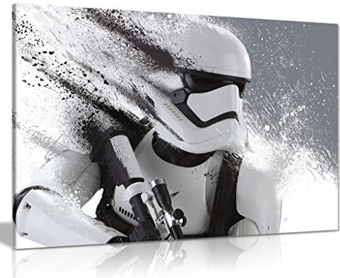 Star Wars Storm Trooper Black And White Canvas Wall Art Picture Print (12X8)