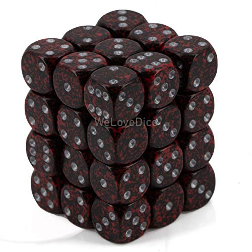 Chessex Speckled 12mm d6 Dice Blocks with Pips (36 Dice) - Silver Volcano