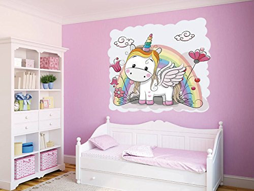 Oedim - Adesivo da Parete per Bambini, Motivo Unicorno Arcobaleno 100x100cm