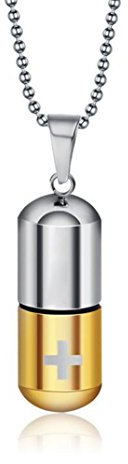 LAFATINA Damen Herren Edelstahl Medical Alert ID SOS Kapsel Notfall Kapsel Anhänger mit Kette Halskette Personalisierte Medizinische Marke