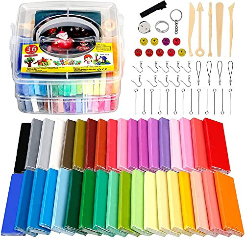 CiaraQ Arcilla polimérica 36 Colores Horno Hornear Arcilla de Modelado, Bloque de polímero de Arte Bricolaje con 5 Juegos de Herramientas de Modelado y Accesorios de la joyería