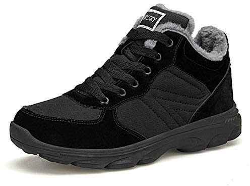 Axcone Stivali Uomo Donna Invernali Impermeabili Trekking Outdoor Caldo Cotone Scarpe Piatto Caviglia Stivaletti Neve - 6919 Nero 43EU