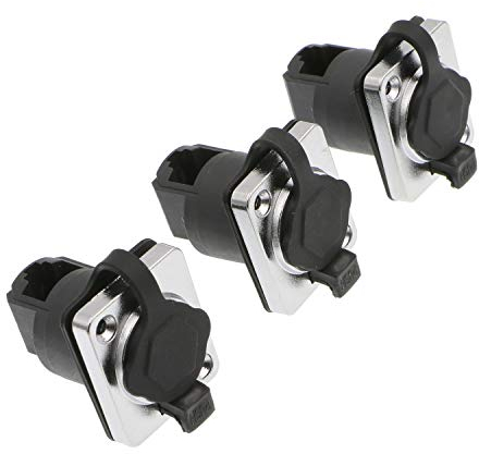 Alvin's Cables RJ45 Schnittstelle wasserdichte Steckdosen IP65 Ethernet Panelmontage Rechtwinklig RJ45 Stecker 90 Grad 3 Pcs