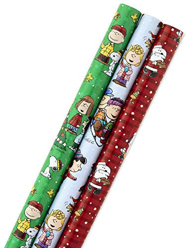 Hallmark 5JXW1036 Tri Pack IOP Licensed Peanuts Rollfolie, Papier, Erdnüsse, 3 Stück