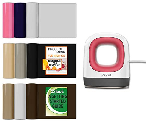 Cricut Easy Press Mini Bundle: Small Heat Press Machine, Mini HTV Iron-On Rolls, Raspberry