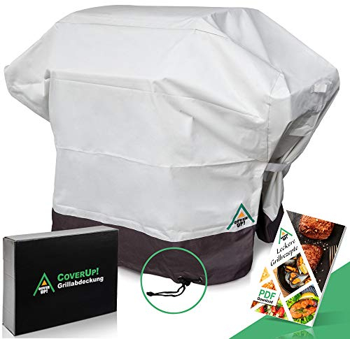CoverUp! Grillabdeckung 141 x 65 x 115 cm – Premium Grill Abdeckhaube BBQ Cover witterungsbeständig – inkl. E-Book mit Rezepten - beige