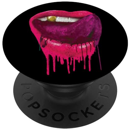 Hot Pink Lips Mouth Tongue Out - Cool Vintage Retro PopSockets Adhesive PopGrip