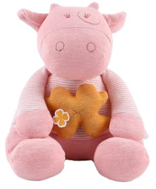 NOUKIE'S - Kuscheltier mit Musik Lola - Noukie‘s Schmusetuch aus Veloudoux + Holzring - Musikalische Früherziehung - Geschenk für Babys