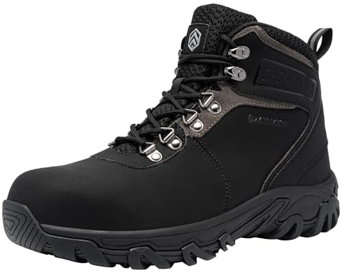 LARNMERN Zapatos de Seguridad Hombre Anti-Punción Anti-Deslizante Anti-Aplastante Reflectivo Botas de Seguridad Calzados de Trabajo Ligero Cómodo (Negro,44EU)