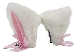 JIHUOO 2 Stücke Cosplay Ohren Haarspange Plüsch Katzenohren Haarnadel Haarclips Haarschmuck für Karneval Halloween Kostüm Weiß