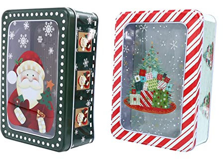 2stücke Keksdose Weihnachten Keksdose Metall: Rechteckig Weihnachtsdose Plätzchendose Gebäckdose Groß Plätzchendose Weihnachten Zum Frischhalten Und Aufbewahren Von Gebäck