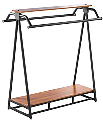 HODERDS Clothes Stand, Iron Art Kleiderständer Mit 2 Kleiderstangen Und 2 regalen, Kann In Boutiquen Showrooms Waschküchen Verwendet Werden(Size:120cm)