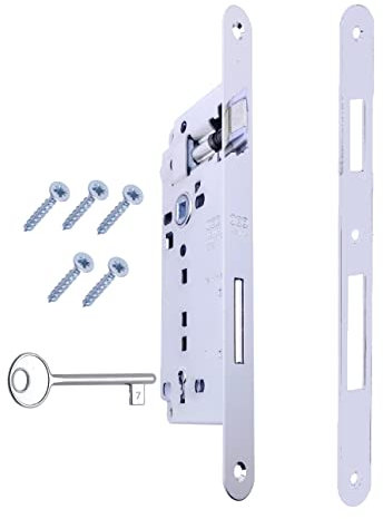 Serratura per Porta Interna a Incasso AGB serie PATENT GRANDE. Entrata 50, Interasse 90. (Fronte 18x238, SCROCCO - CATENACCIO - CHIAVE, NICHELATO Lucido)
