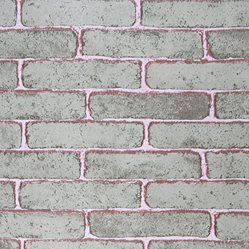 FENTIS Tapete mit Ziegeleffekt Grau und Rosa Selbstklebend Vintage-Design Kontaktpapier zur Dekoration Küche Schlafzimmer Wohnzimmer Wasserdicht und Öldicht Abnehmbare Rolle für Schrank 44x500cm