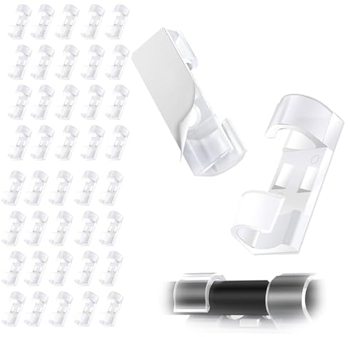 40 Stück Kabelhalter, Selbstklebend Pads Kabelklemme, Kabel Clips,Kabelklemme,Klebrige Drahtclips, FüR Schreibtisch, Netzkabel, Arten Von Netzkabeln Im Home Office(Transparent)