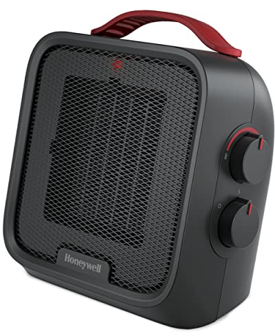 Honeywell UberHeat 5 Portable Ceramic 1500W Space Heater. Indoor space heater for Small Rooms, Bedrooms, and Homes. Fast Heating with Tip-over Protection - Black, HEC210B