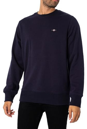 GANT Mens Shield Crew Neck Sweater Navy L