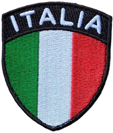 Toppa Ricamata Velcrata a Strappo Scudetto Italia 7x6 cm Patch Bandiera Italia