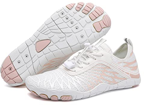AONETIGER Badeschuhe Herren Wasserschuhe Damen Strandschuhe Sommer Atmungsaktiv Barfußschuhe rutschfeste Schwimmschuhe Surfschuhe Aquaschuhe Fitnessschuhe(Weiß,37EU)