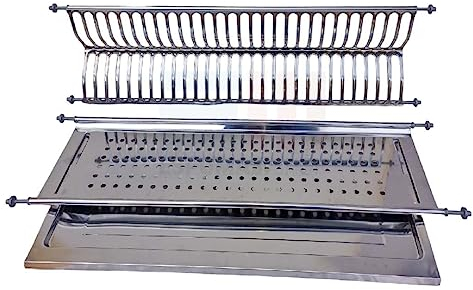 Escurreplatos de acero inoxidable para empotrar con bandeja recogegotas en varios tamaños 86 76 66 56 cm Made in Italy (76 cm)
