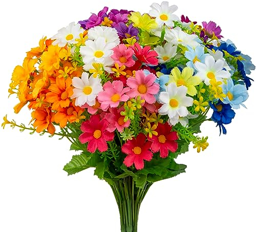 7Pcs Fiori Margherita Artificiali, Fiori Artificiali Sono Belli e Naturale, Fiori Finti per Decorazioni per Interni ed Esterni, Giardino, Portico, Patio, Finestra Cornice(Mescolanza Colori)