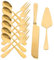 Hoement Set Di Posate Per Torta Nuziale - Coltello Per Torta Posate Forchetta Cucchiaio - Utensili Da Taglio Per Torta Dorati - Perfetti Per Compleanni