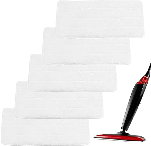 HOMURY 5 Stück Dampfreiniger Ersatzbezüge Pads: Nachfüllpackung für Vileda Steam XXL Dampfmopp, Wiederverwendbar Ersatz Mikrofaser Dampfreiniger Steam Ersatzbezug Set, Waschbare (Weiß)