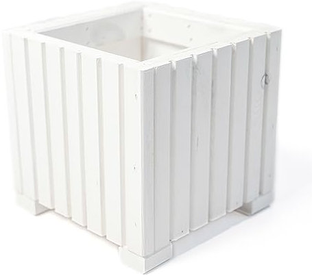 BOGATECO Jardinera de madera | Jardinera | Maceta 25 x 25 x 25 cm | Maceta de hierbas para el hogar jardín balcón terraza | Maceta con inserto de plástico | impregnada | Blanco