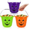 COM-FOUR® 3x Secchiello per Zucca di Halloween - Secchio di plastica con design a zucca per la raccolta di dolci - Borsa con manico per Halloween