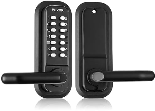 VEVOR Cerradura de Puerta Mecánica sin Llave Cerradura Codificada de Aleación de Zinc Teclado de 14 Teclas Manija de Puerta de Entrada Exterior Izquierda y Derecha para Puertas Espesor 35-65 mm