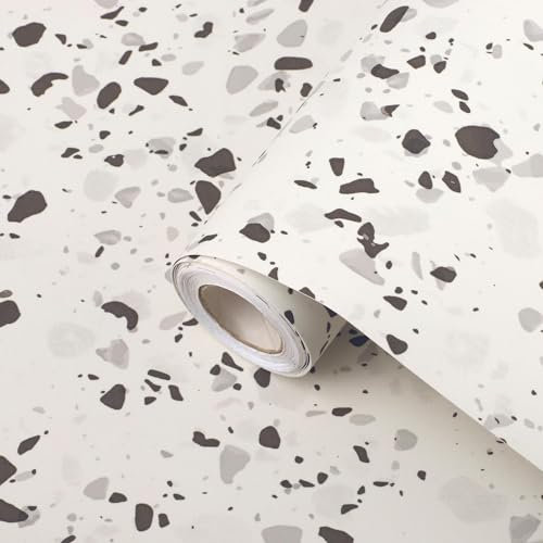 Ambiance Sticker Rouleau Adhésif Sol Terrazzo Anti-dérapant Etanche au Mètre pour Salon, Chambre et Salle à Manger - H60 cm x L8 m