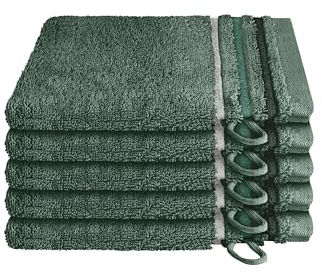 Schiesser Frottier Waschhandschuh Skyline Color im 5er Set | 100% Baumwolle aus nachhaltiger Produktion | saugstark, weich, farbecht | 16x22cm | Dunkelgrün