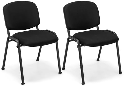 COSTWAY Set of 2/4/5/6/10 Stackable Reception Chairs, Upholstered Armless Office Meeting Conference Chair, Computer Desk Seat Guest Visitors Chairs for Home Office (56 x 61 x 80 cm, 2PCS)