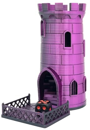 drunkLY - 3D Würfelturm für das perfekte Würfelerlebnis, perfekt für RPG, Miniaturspiele und Brettspiele, mit Würfel und Aufbewahrungsbeutel - Geschnek Idee (Metallic Lilla/schwarz)