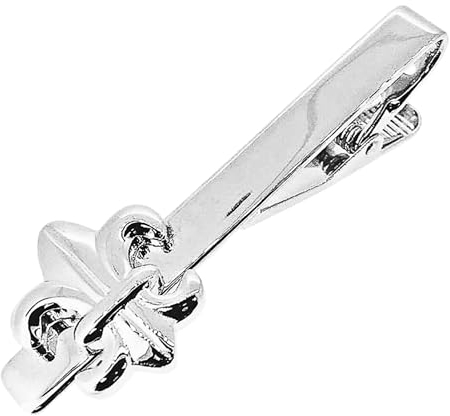 Pince à Cravate Homme | Broche Cravates Fleur de Lys | Accessoire Argenté Mode Hommes | Cadeau Affaires Anniversaire de Mariage