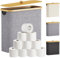 Lifewit 30L Toilettenpapier Aufbewahrungskorb, Bambus Badezimmer Organizer, Badezimmer Aufbewahrungsschrank, Toilet Paper Behälter mit Deckel, 41.5 x 17 x 41 cm, Grau