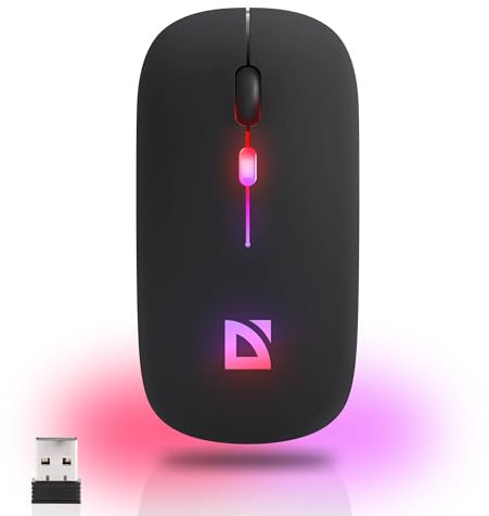 Defender Touch Silent Mouse Bluetooth Wireless 2.4GHz Mouse Wireless Wireless USB 1600 DPI, Compatto Silent Mouse Computer Ultra Sottile per Computer Portatile PC Mac, Windows, iOS, Android, Nero
