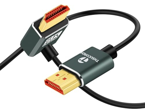 Thsucords Cable HDMI 2.1 Ultra Delgado 8K en ángulo Ascendente de 90 Grados 0.5M, Cable Flexible Delgado de Alta Velocidad Compatible con 4K @120Hz 8K @60Hz Compatible con Roku TV/HDTV/PS5/Blu-ray