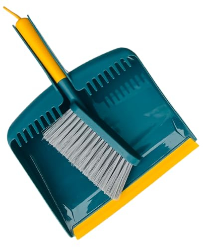 HOMESmith Premium Dustpan & Brush Set, Green Yellow