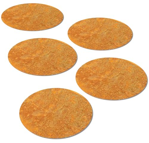 Trittplatte, Wegplatte Garten Rund Ø 30 cm Cortenstahl Gehwegplatte für Rasen flach (5 Stück)