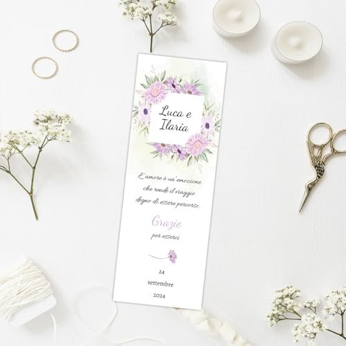 CORMAR Bigliettini Matrimonio Personalizzati – 60 Pezzi – Segnaposto o per Bomboniera con Frase a Scelta – Ricordo Originale per Invitati