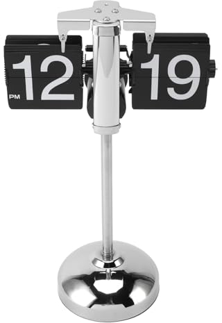 Keenso Flip-Schreibtischuhr, Automatische Flip-Schreibtischuhr, Mechanische Flip-Uhr für Home School Hotel (Schwarzes Blatt)