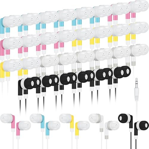 Kigeli 30 Pack Kids Bulk Earbud Headphones for Classroom Student Wired Headphones in-Ear Earbud 3.5 mm Disposable Earphones Set for Kids Adult Class School Library Laptop