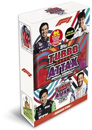 Topps Turbo Attax Formula 1 2024 - Mega Tin - Revved Up - centhält 66 Karten, darunter 6 LE's und 4 Exklusive 'Revved Up' Karten!
